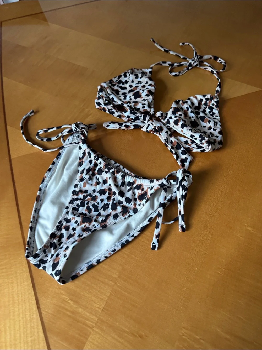 wild fable White Leopard Print Tie-Side Bikini size xs
